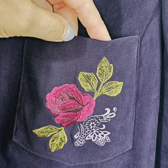 Vintage R&K Originals Embroidered Floral Pocket Purple Blazer Jacket Sz 12《908》J - Picture 4 of 7